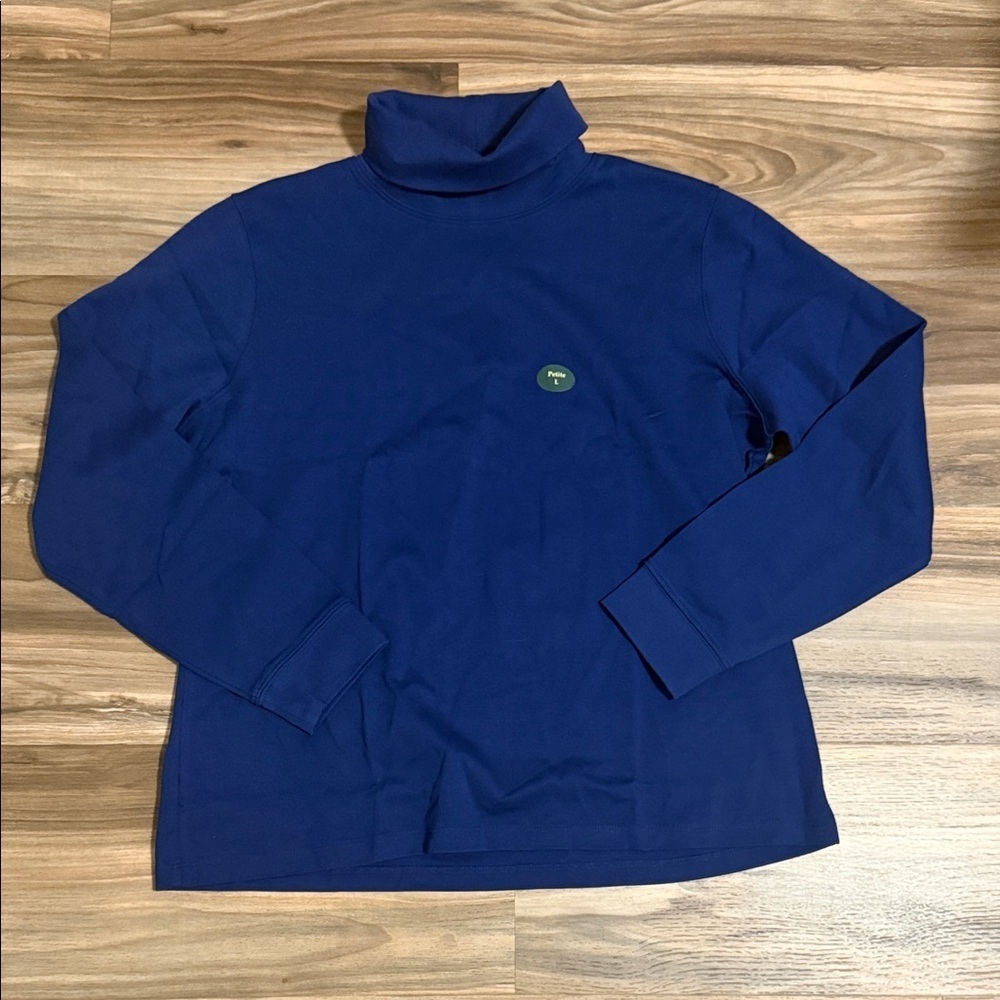 NWT New L.L.Bean Interlock Turtleneck Top L/S Alpine Blue Women’s LP